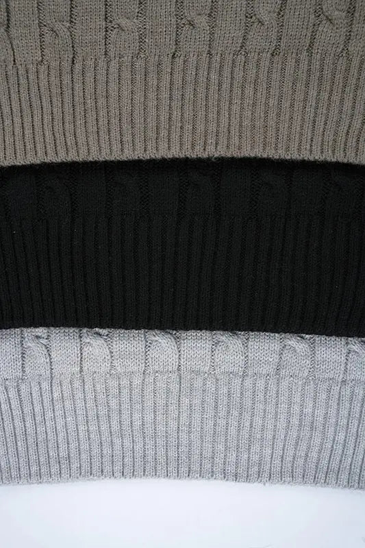 Pack 3 Pulls Ralph col rond en coton 100%  ( Gris + Noir + Beige Foncé )