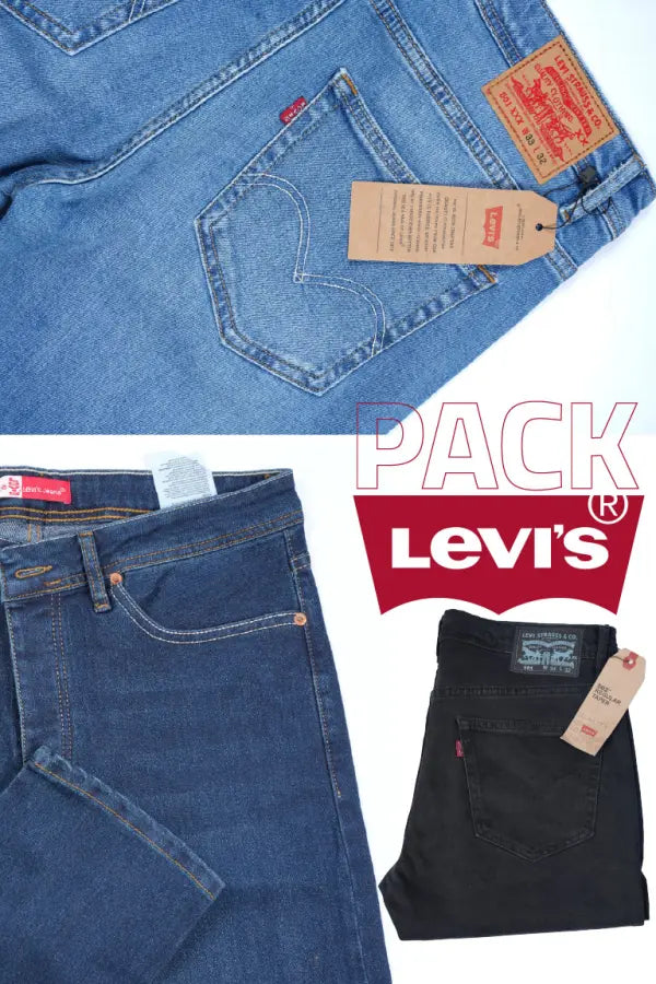 Pack de 3 Levi's De luxe coupe Normal  ( Noir + Bleu petrole + Bleu clair)