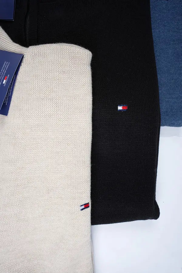 Pack de 3 tricots Tommy Demi zip 100 % coton