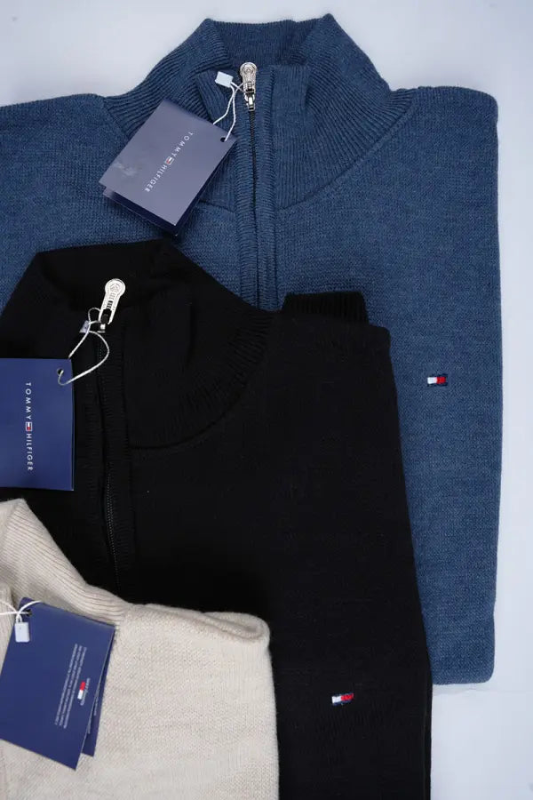 Pack de 3 tricots Tommy Demi zip 100 % coton