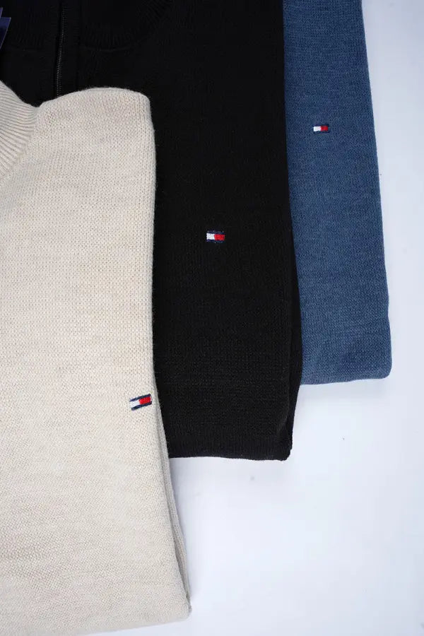 Pack de 3 tricots Tommy Demi zip 100 % coton