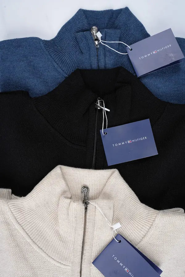 Pack de 3 tricots Tommy Demi zip 100 % coton