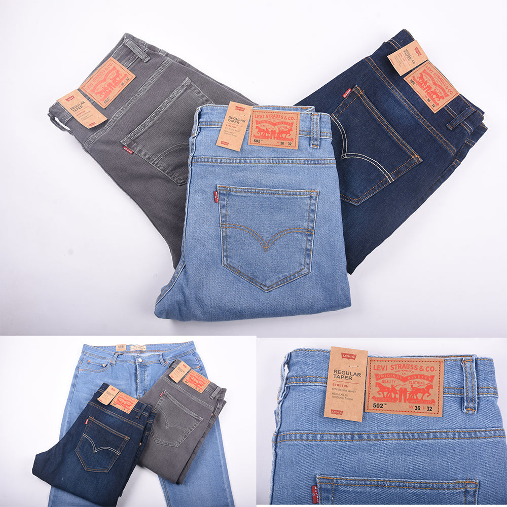 Pack de 3 jeans De luxe coupe Normal  ( Bleu petrole + Bleu clair + Gris)