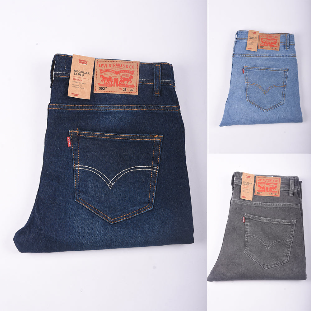 Pack de 3 jeans De luxe coupe Normal  ( Bleu petrole + Bleu clair + Gris)