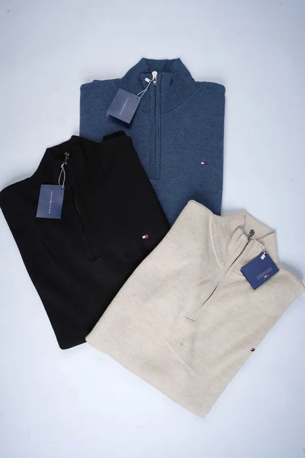 Pack de 3 tricots Tommy Demi zip 100 % coton